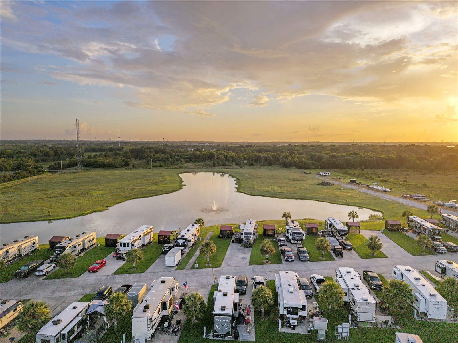 Spacious 60-Foot Concrete RV Pads with Full 50A Pedestals
